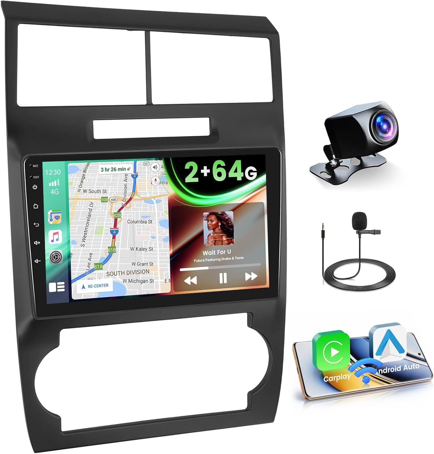 2+64GB Android 15 Car Radio for Dodge Charger/Magnum 2005-2007 Wireless Carplay Android Auto, 9