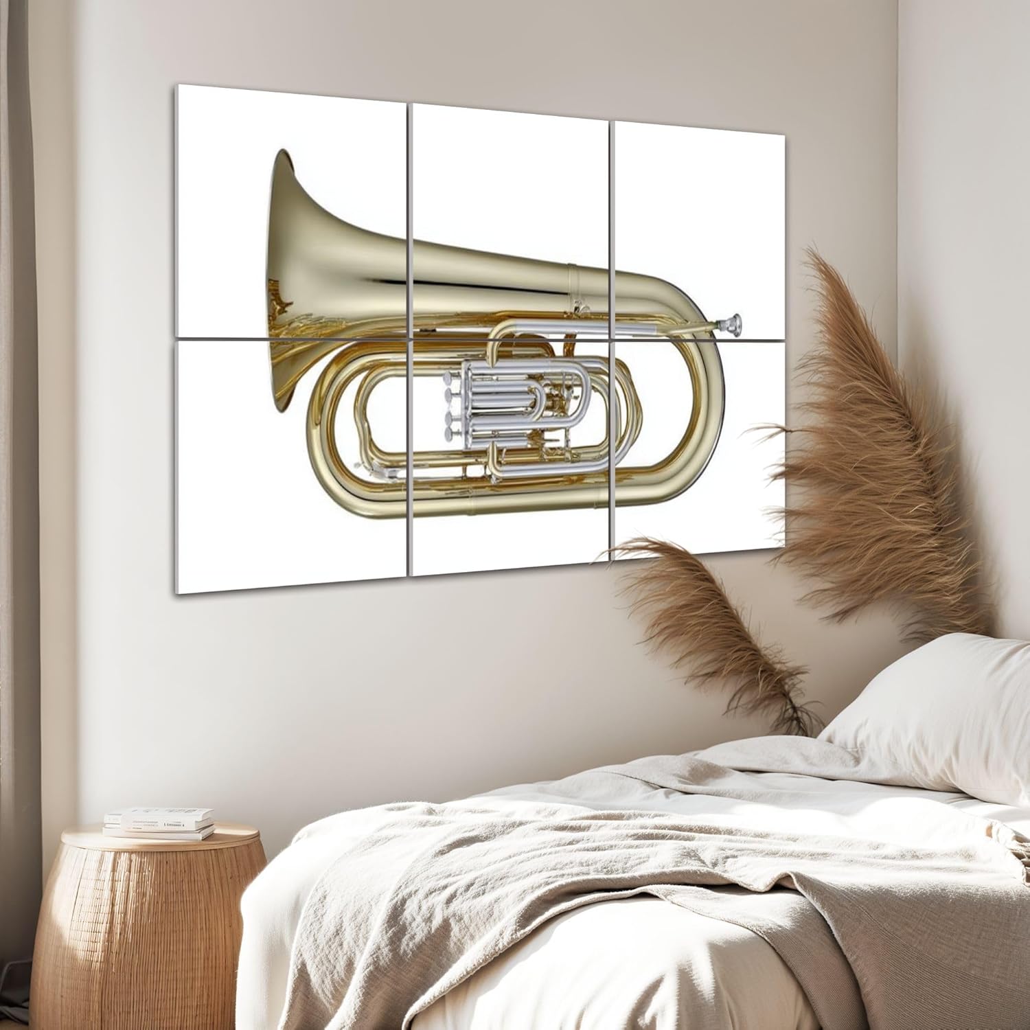 6 Panels Art Acoustic Panels Golden Euphonium Euphoniums Brass Music Instrument White Soundproof Wall Panels Padding Decorative Sound Absorbing Panels 72
