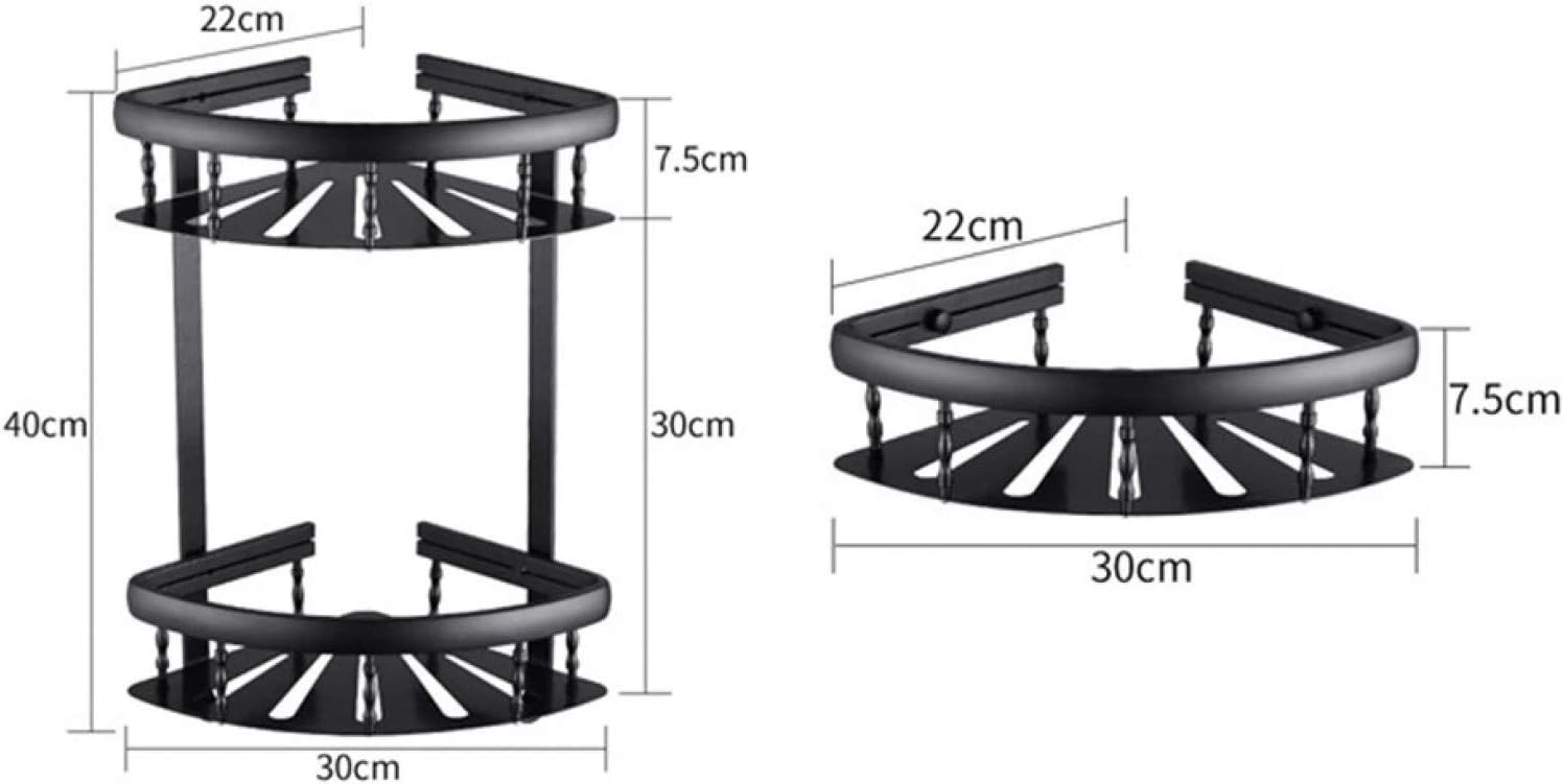 Bathroom Rack Wall-Mounted Black Shower Caddy Bathroom Corner Rack Two Layer Aluminum Shelves Shampoo Storage Wall Mount Shelf