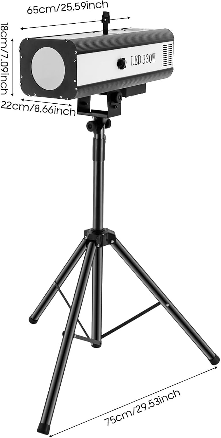 LED Stage Spotlight with Tripod Bracket, 330W Follow Spot Light Manual Control Spotlight Stage Light, 6 Colors Adjustable Height Follow Spotlight for Event Theater Party Show