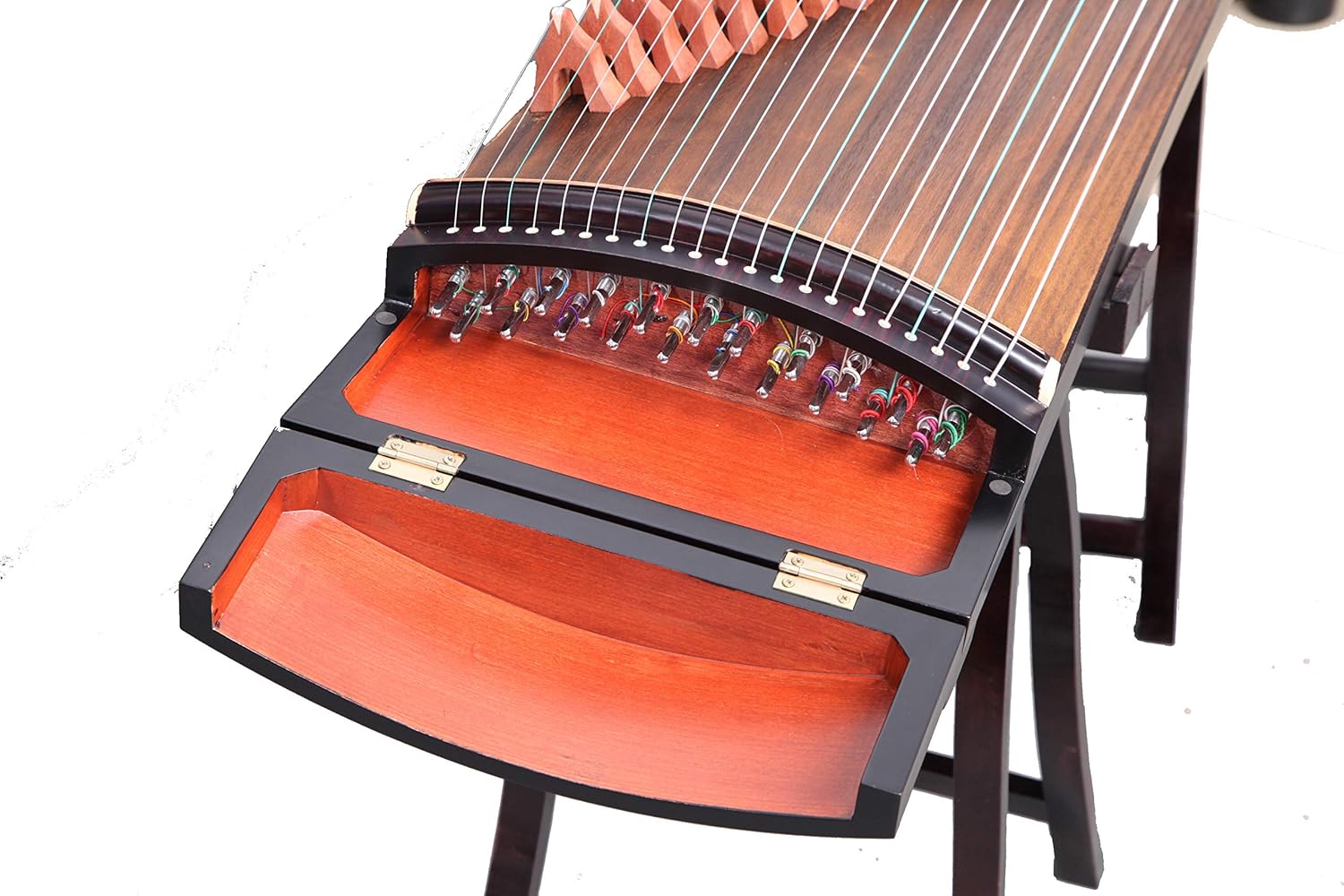 OrientalMusicSanctuary MAESTRO SERIES 2020 Professional Performers' Black Sandalwood Travel Guzheng - INCLUDES COMPREHENSIVE TUTORIAL BOOK AND ETUDES
