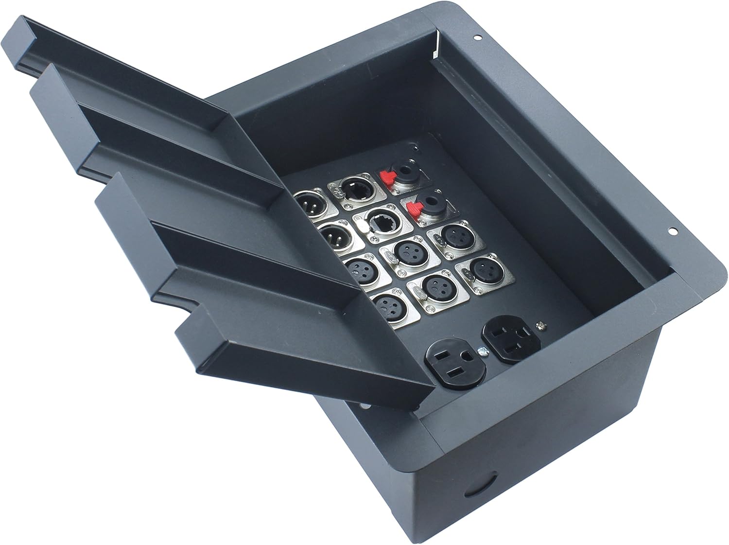 FBL12+AC Recessed Floor Box With 6 XLR Female, 2 XLR Male, 2 Ethernet, 2 TRS + Duplex AC (Pre-wired: 50' Wires)