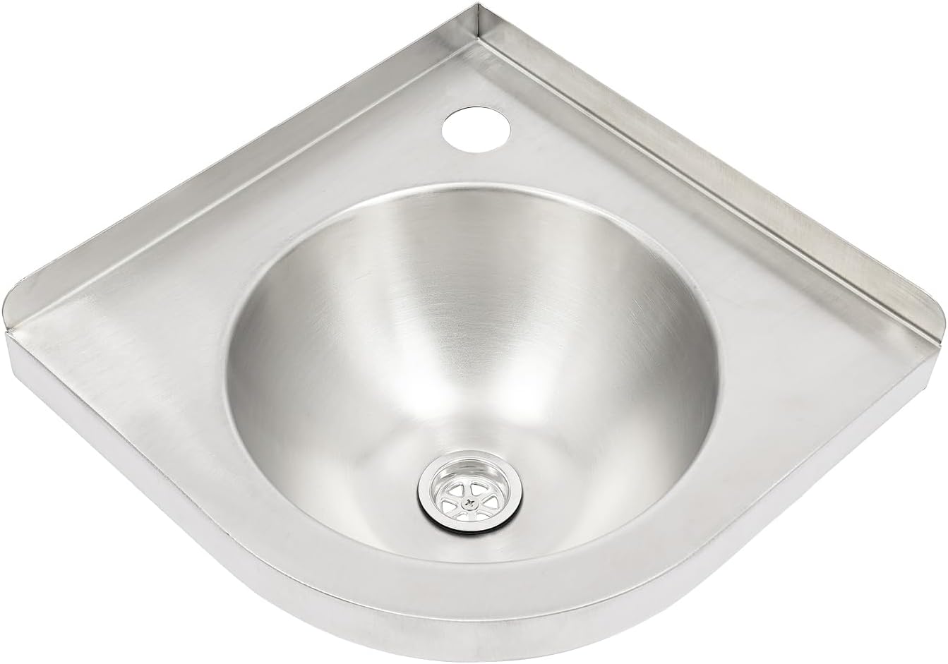 RV Camper Kitchen Sink, Triangle Wash Basin Wall Mount Corner Sink, Small Single Bowl Stainless Steel Hand Wash Basin Sink for RV Caravan Camper Boat Bar
