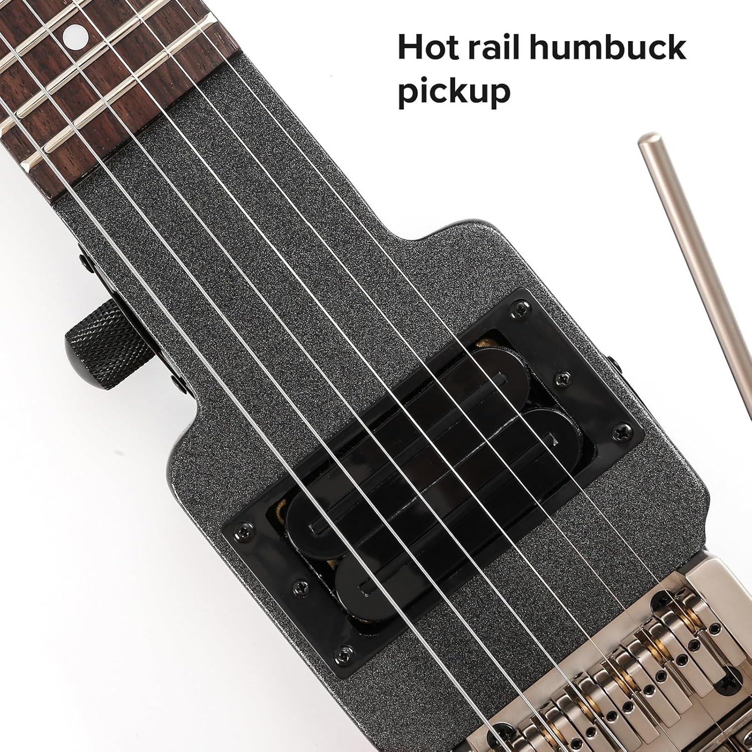 VENEKA Headless Electric Guitar 6 String Travel Headless Electric Guitar with Double Locking Tremolo Bridge and Dual Rail High Output Pickup (Color : 02)