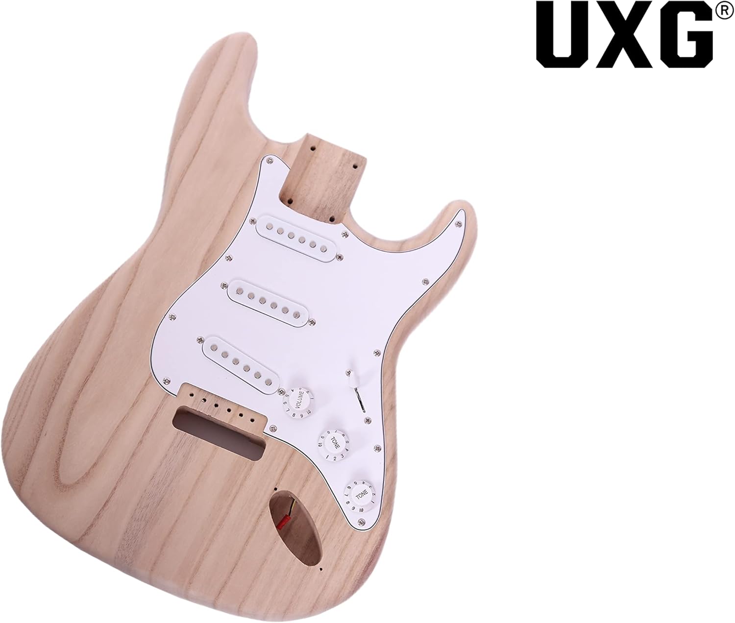 ST Style DIY Electric Guitar Kits,Paulownia Body,Maple Neck and Composite Ebony Fingerboard, S-S-S Pickup Configuration，Natural