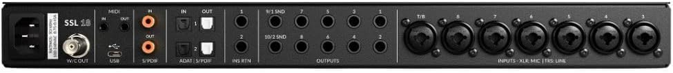 Solid State Logic SSL 18 26-In and 28-Out USB Audio Interface with 4K Analogue Enhancement, Alternative Speaker Switching, and 10 Balanced Line Outputs (Black)