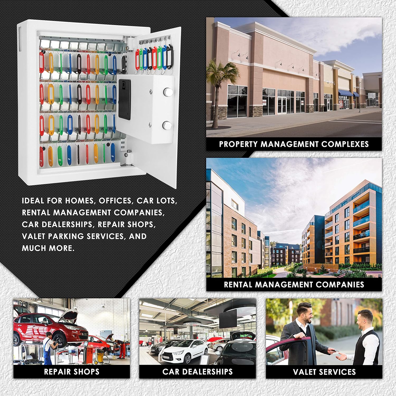 Barska 48-Key Wall Mount Key Cabinet Safe – Digital Keypad Lock Box with Numbered Hooks, Drop Slot, Color Tags & Backup Keys – Steel Construction for Home, Office, Business, School, Hotel