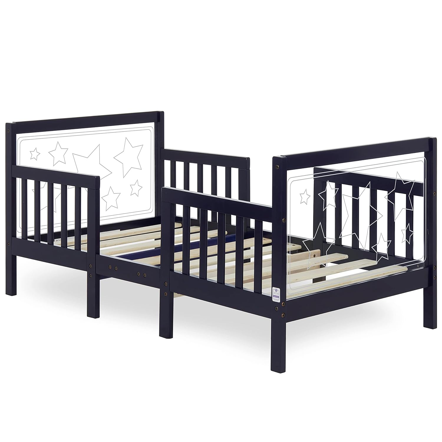 Dream On Me Star 3 in 1 Convertible Toddler Bed in Cool Navy, Converts to Chair&Table, Non-Toxic Finish, JPMA Certified, Made of Durable & Sustainable Pinewood