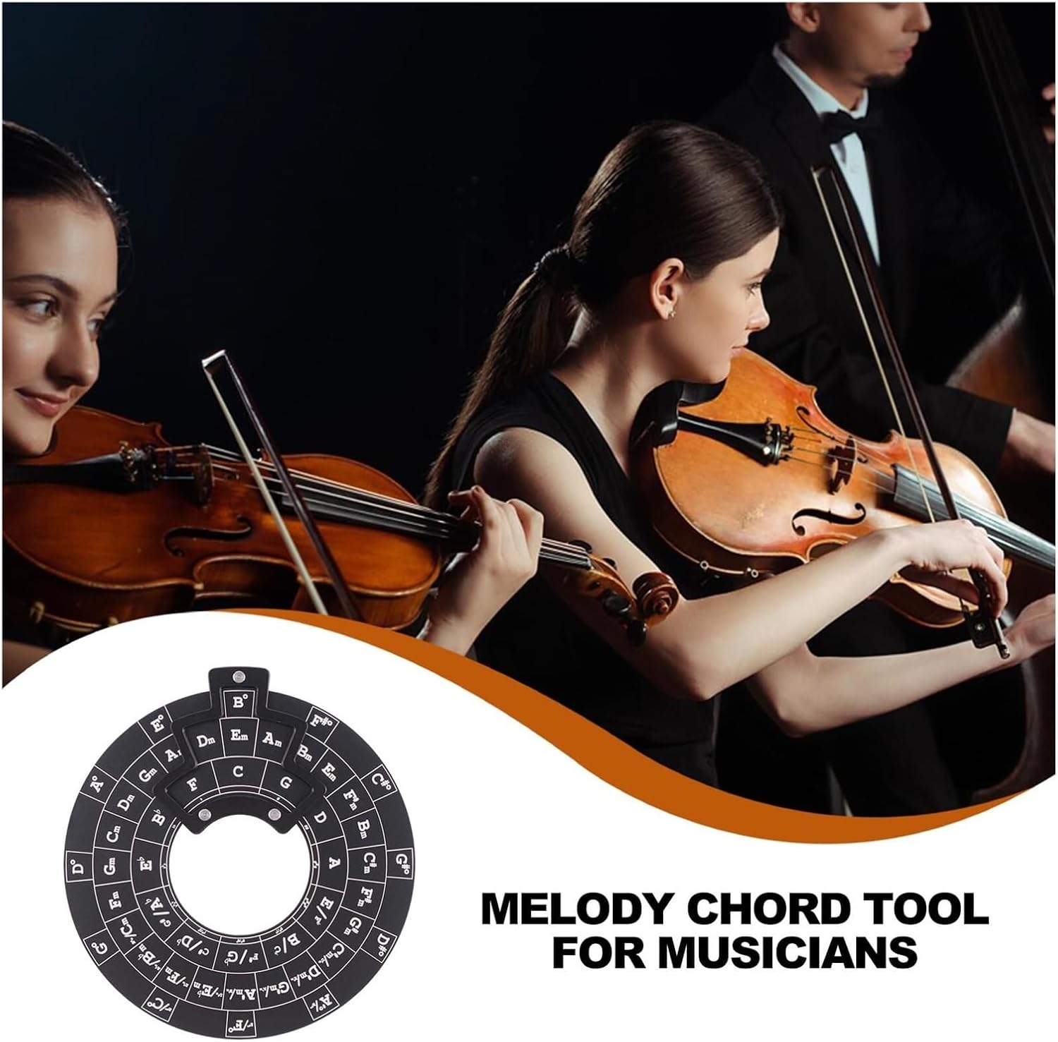 Wooden Melody Chord Tool (Round Music Theory Wheel for Notes, Chords & Key Signatures)