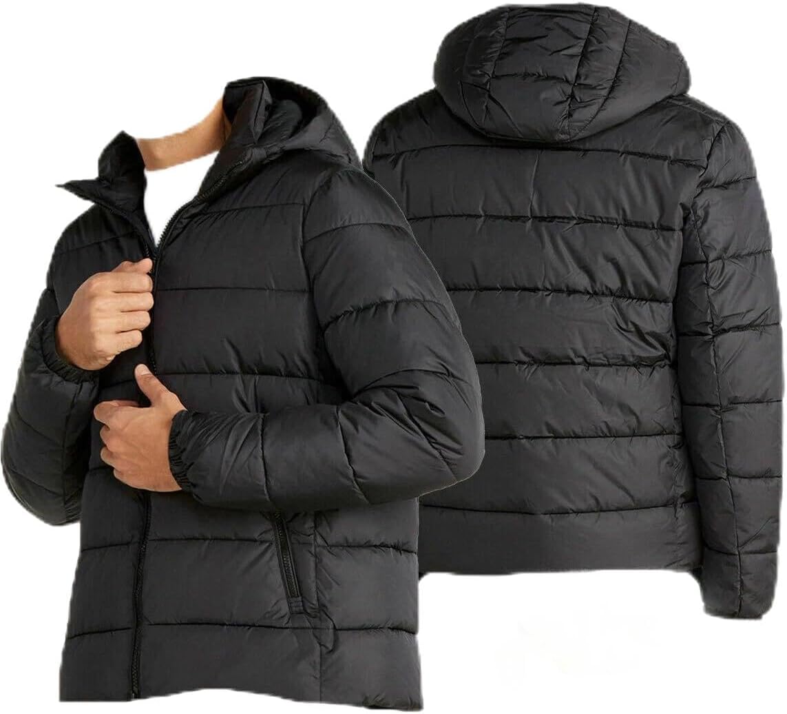 Motorcycle Puffer Jacket with Protective Padding Waterproof Touring & Racing Men’s Warm Zip Coat