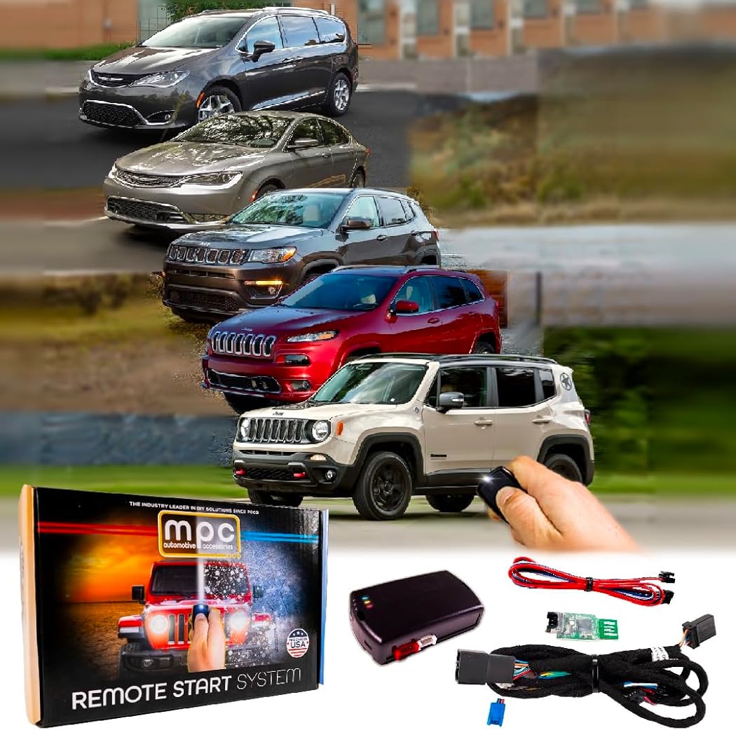 MPC Remote Start Compatible with Jeep Cherokee 2014-2018 | Compass 2017-2018 | Chrysler 200 2015-2017 | Pacifica 2017 | Push to Start | Plug-n-Play | Uses Factory Key