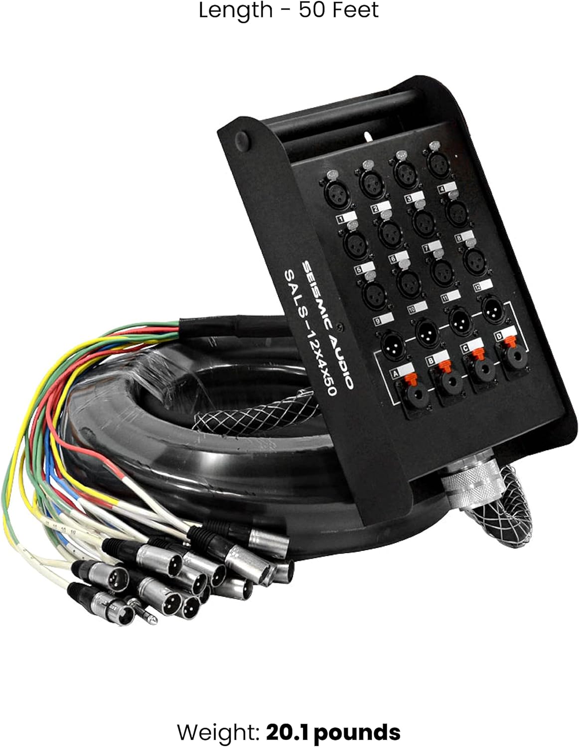 Seismic Audio - SALS-12x4x50 - 12 Channel 50' Pro Stage XLR Snake Cable (XLR & 1/4