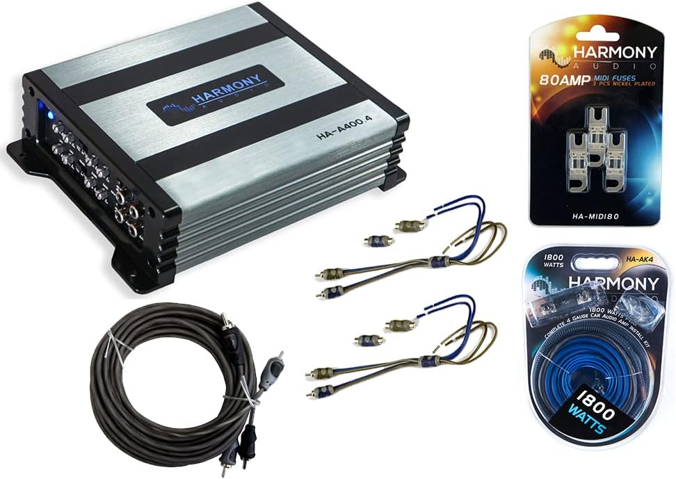 Kicker 43DXA2504 Car Audio 4 Channel Amp DXA250.4 & 8 GA Amplifier Accessory Kit Bundle