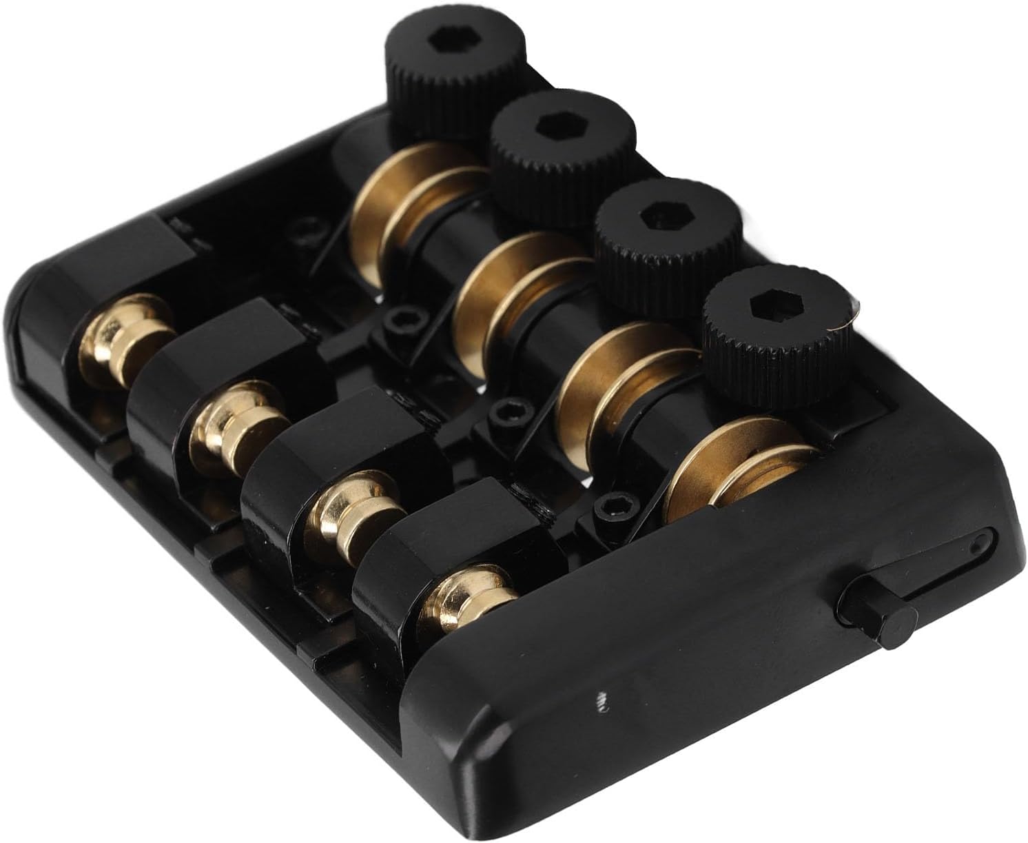 Headless Electric Bass Bridge, 4 String Headless Guitar Fixed Bridge Zinc Alloy Brass Bridge Replacement with String Lock for Musicians (Black)