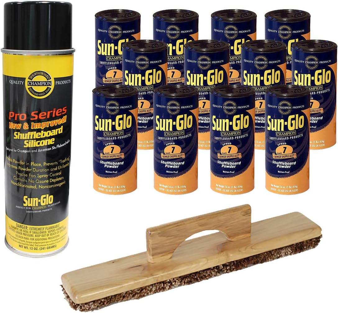 Sun-Glo 12 Cans #7 Shuffle Alley Wax, Sweep, Silicone Spray
