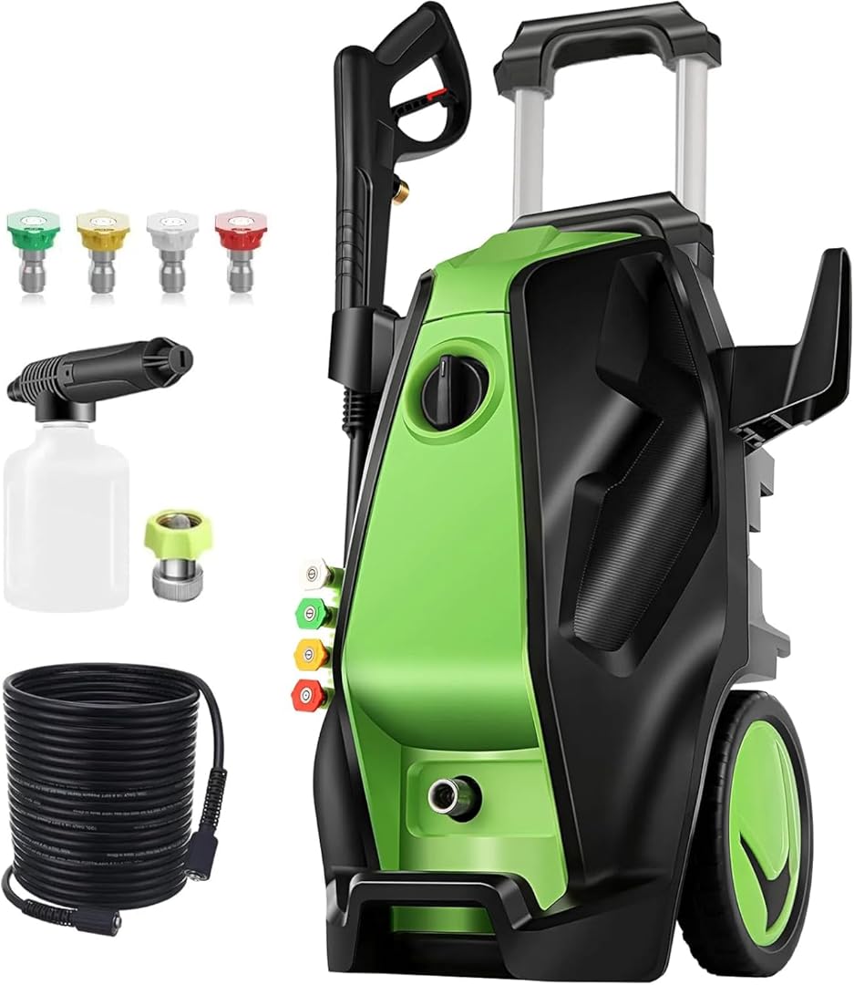 5000PSI Pressure Washer, Heavy Duty Power Washer with Foam Cannon, 4 Nozzle Tips,33FT Hose and Soap Bottle for Home/Cars/Driveways/Patios/Decks/Fences
