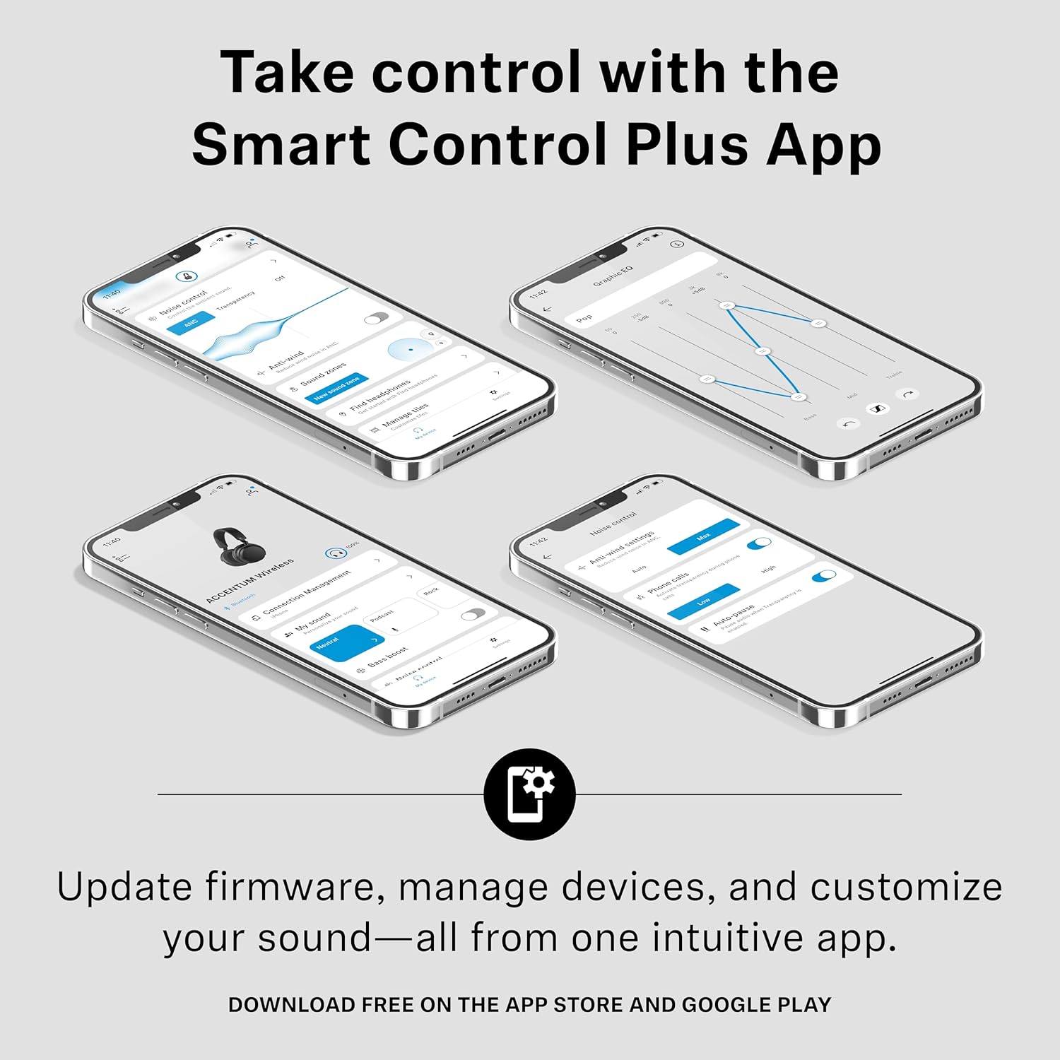 Sennheiser ACCENTUM Wireless Bluetooth Headphones Noise Cancelling - Up to 50HR Playtime, Hybrid Noise Cancelling (ANC), All-Day Comfort, Bluetooth Over Ear Headphones for School, Traveling, White