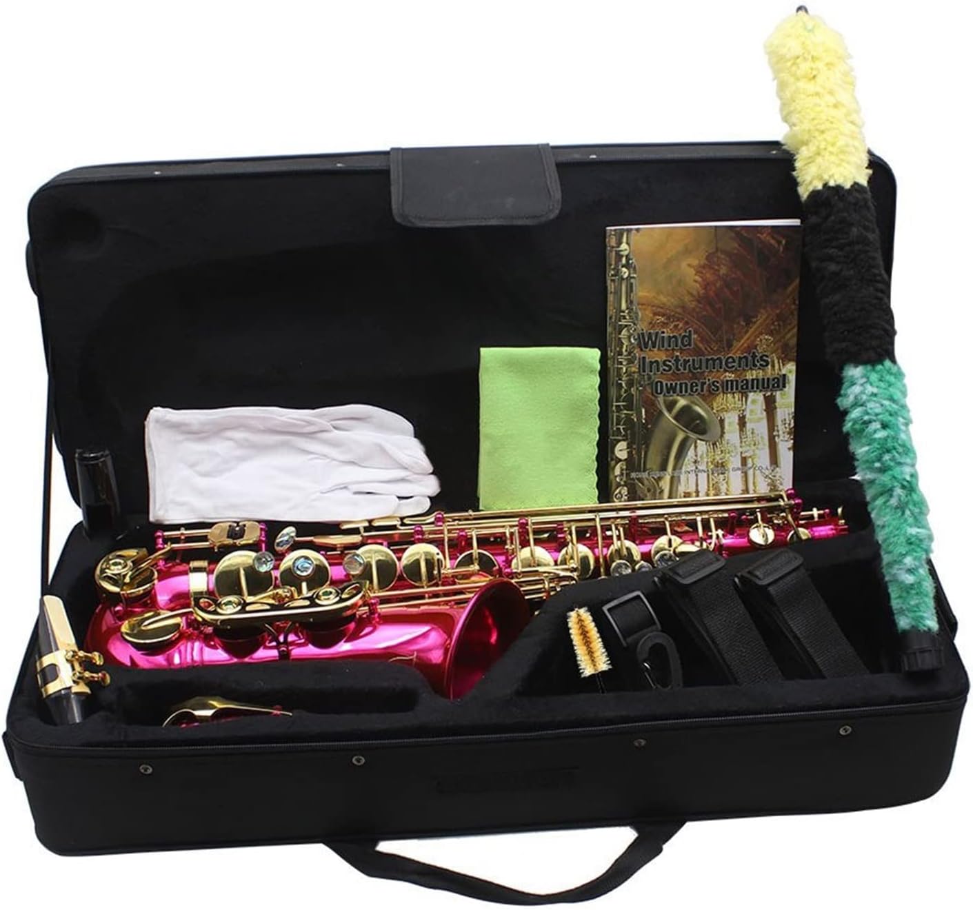 KESHUO Brass Engraved EB E- Flat Alto Saxophone Sax Abalone Shell Buttons Wind Instrument with Saxophone Aeccessaries Brass Sax Beginners Kit (Color : Blue)