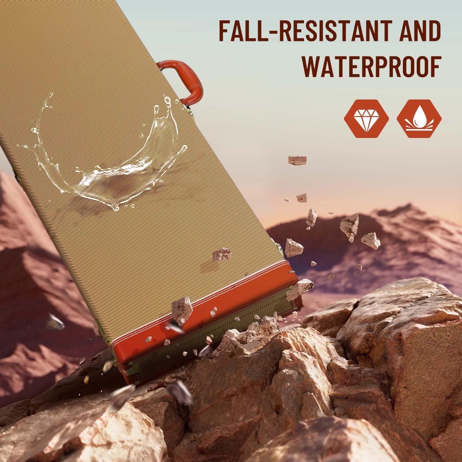 CAHAYA Guitar Case Electric Hardshell: 0.98inch Thick Padding Only for ST Electric Guitars Hardshell Wood Guitar Gig Case with Padded Comfortable Handle and 2 Keys Yellow CY00365-1