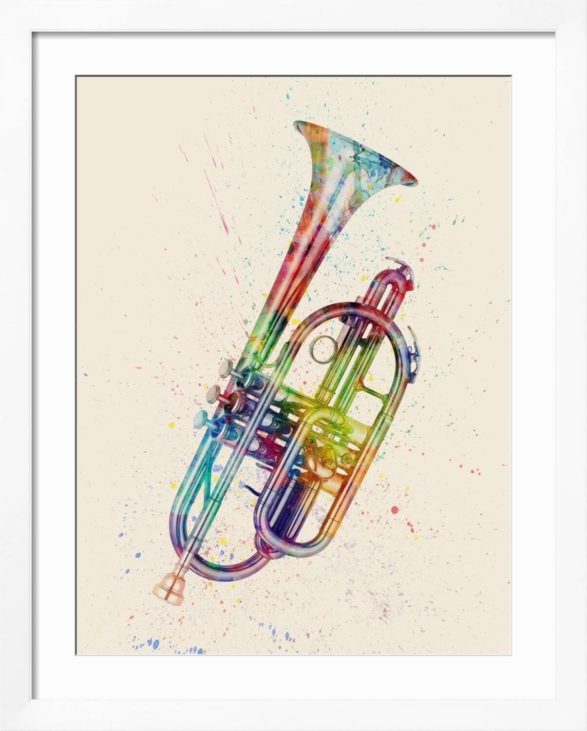 ART.COM Wall Art Print Cornet Abstract Watercolor on White Frame by Michael Tompsett, 32