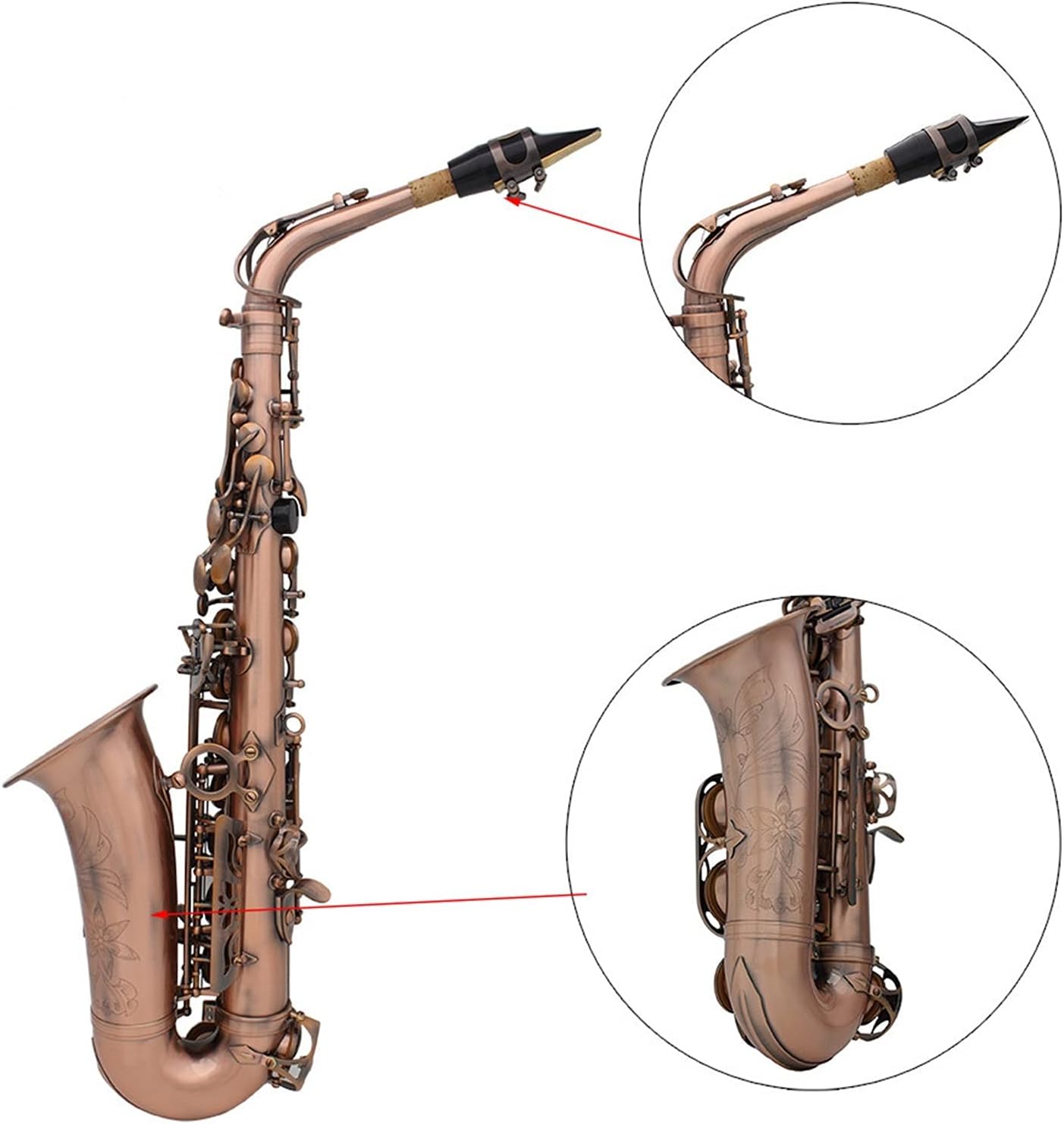 Sax Beginners Kit EB E- Flat Alto Saxophone Kit Sax Abalone Shell Key Carve Pattern Saxophone Set with Case Gloves Straps Brush Wind Instrument