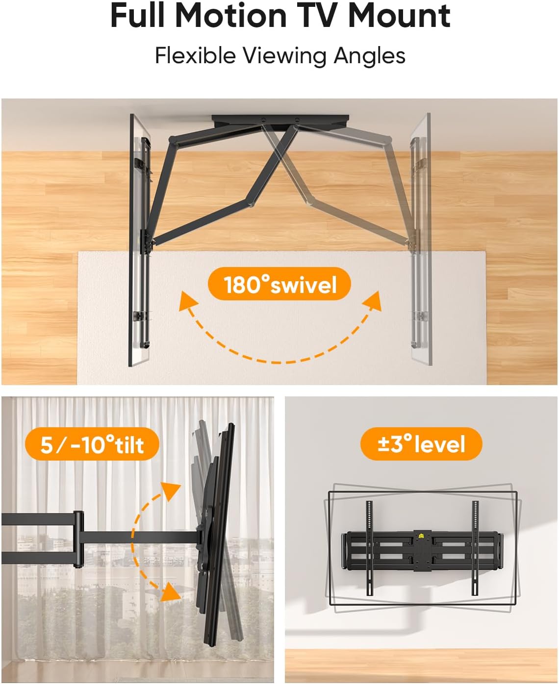FORGING MOUNT Heavy Duty XXL Full Motion TV Wall Mount for 55-120 inch Extra Large TVs 98
