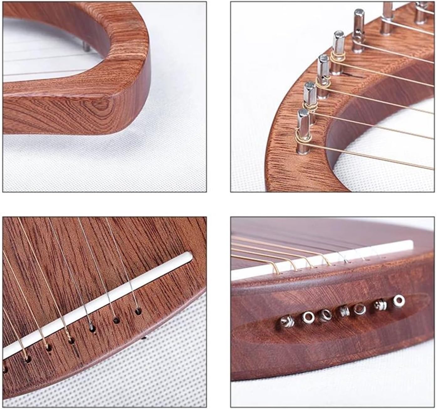 Lyre Harp Set 7-string Wooden Harp Mahogany Solid Wood Renaissance Easy To Learn And Easy To Carry