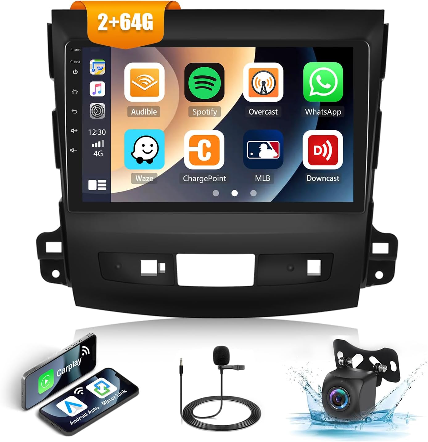 2G+64G Car Stereo Radio for Mitsubishi Outlander 2006-2012 with Wireless CarPlay Android Auto GPS Navigation Head Unit 9