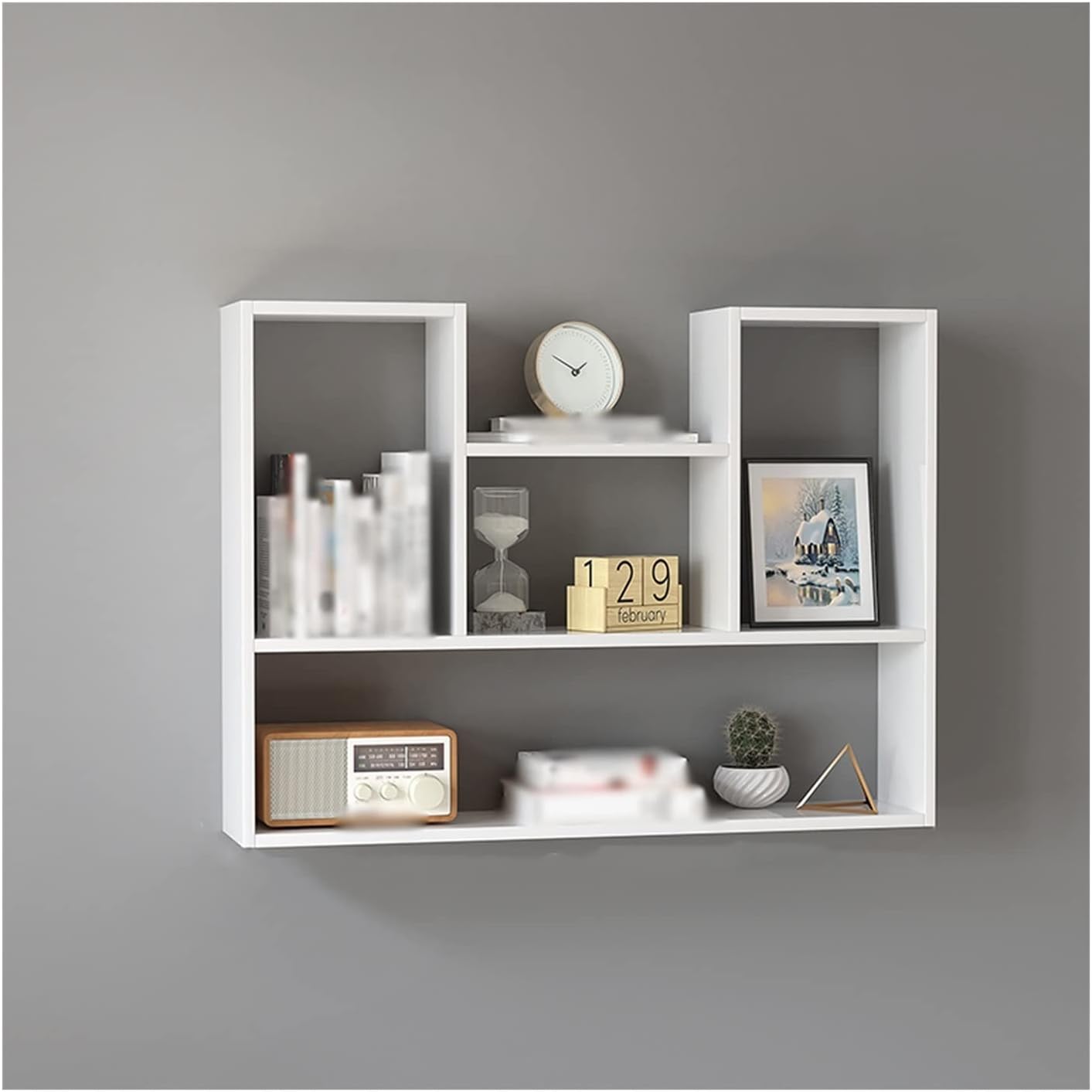 Bookshelf Wooden Wall Hanging Bookshelf Partition Wall Storage Cabinet Open Wall Mount Bookcase for Living Room, Office, and Bedroom Bookcase (Color : A, Size : 100cm)