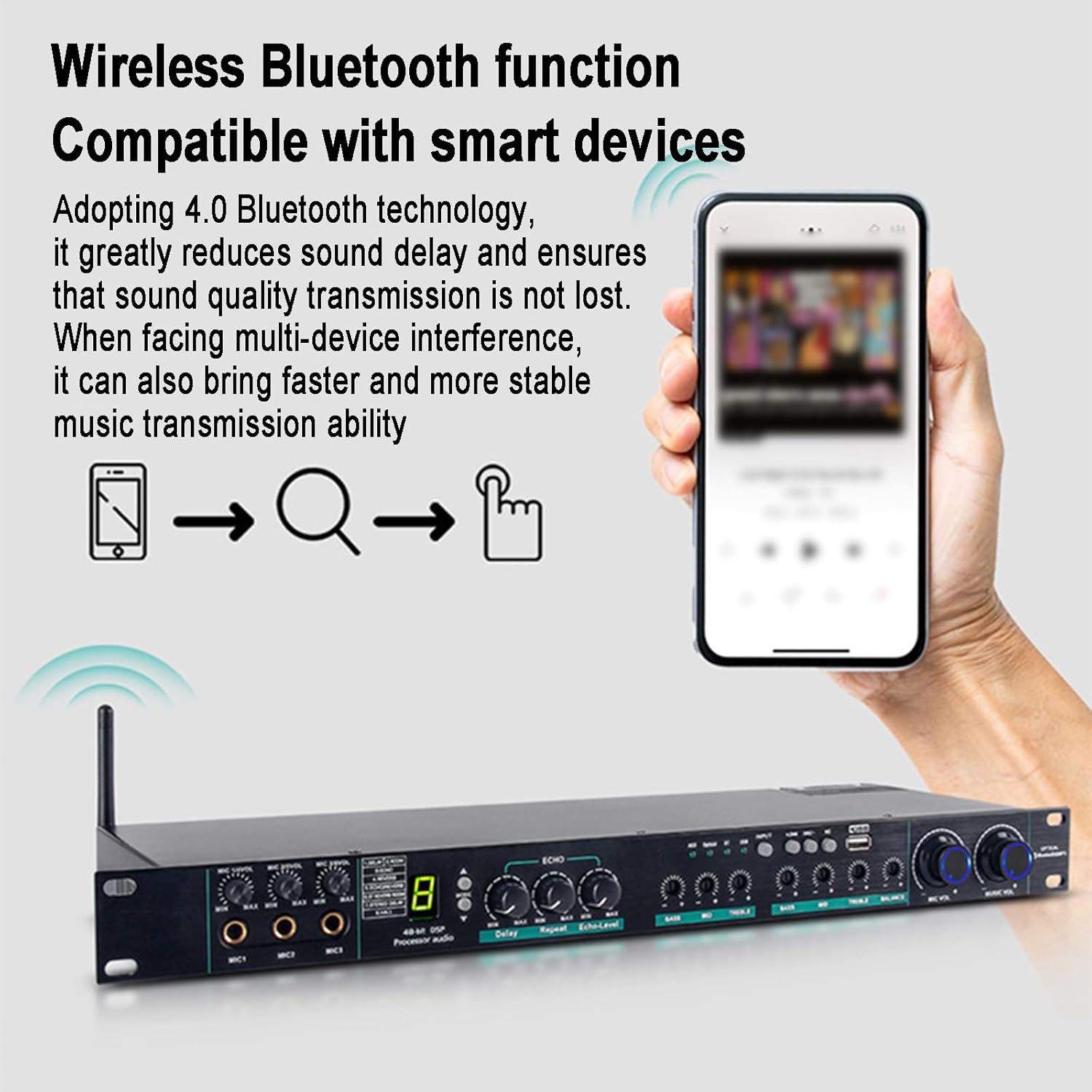 Audio Equalizer, Stereo Graphic Equalizer, Analog Reverberation Effect Combination, Digital Audio Optical Fiber Interface, Applicable to Various Audio, for Stage Amplifier