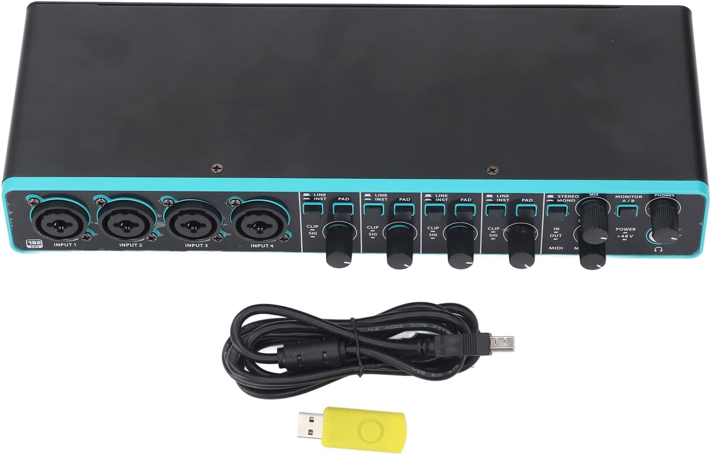 Professional Sound Interface,24Bit/192kHz USB Recording Audio Interface with 48V Phantom Power for Studio Podcast Guitar
