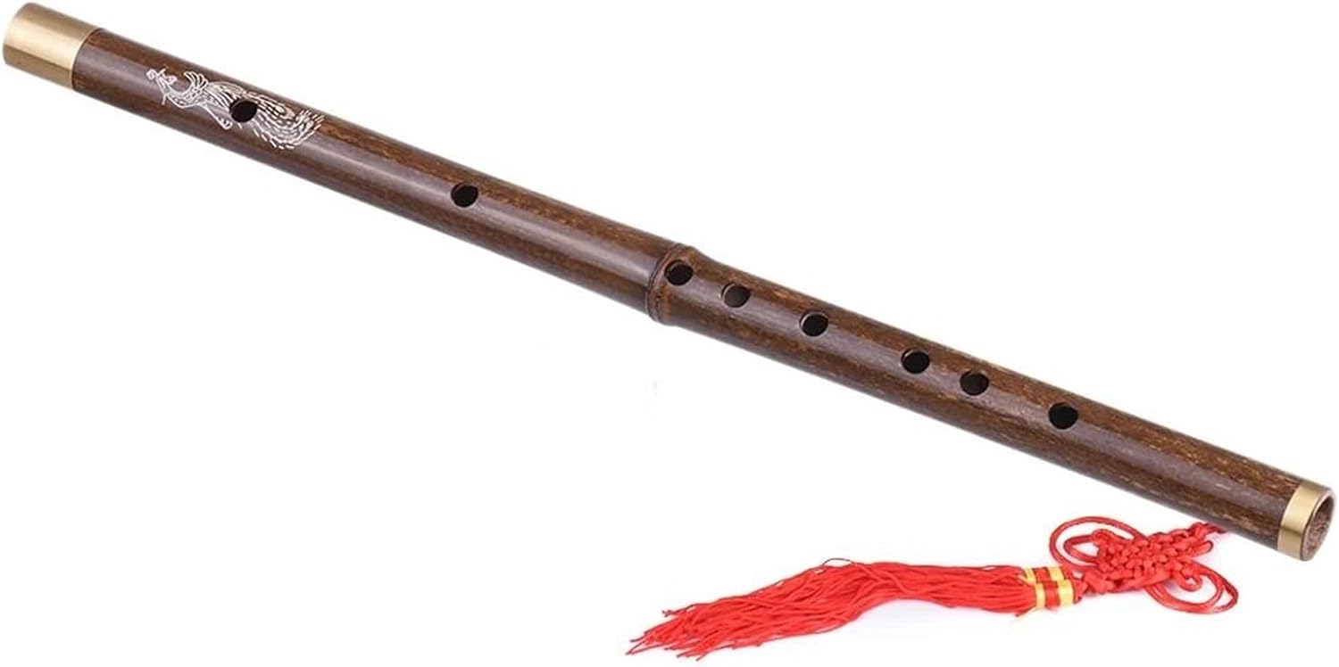 Professional Black Dizi Flute Traditional Handmade Musical Woodwind Instrument(Key of C)