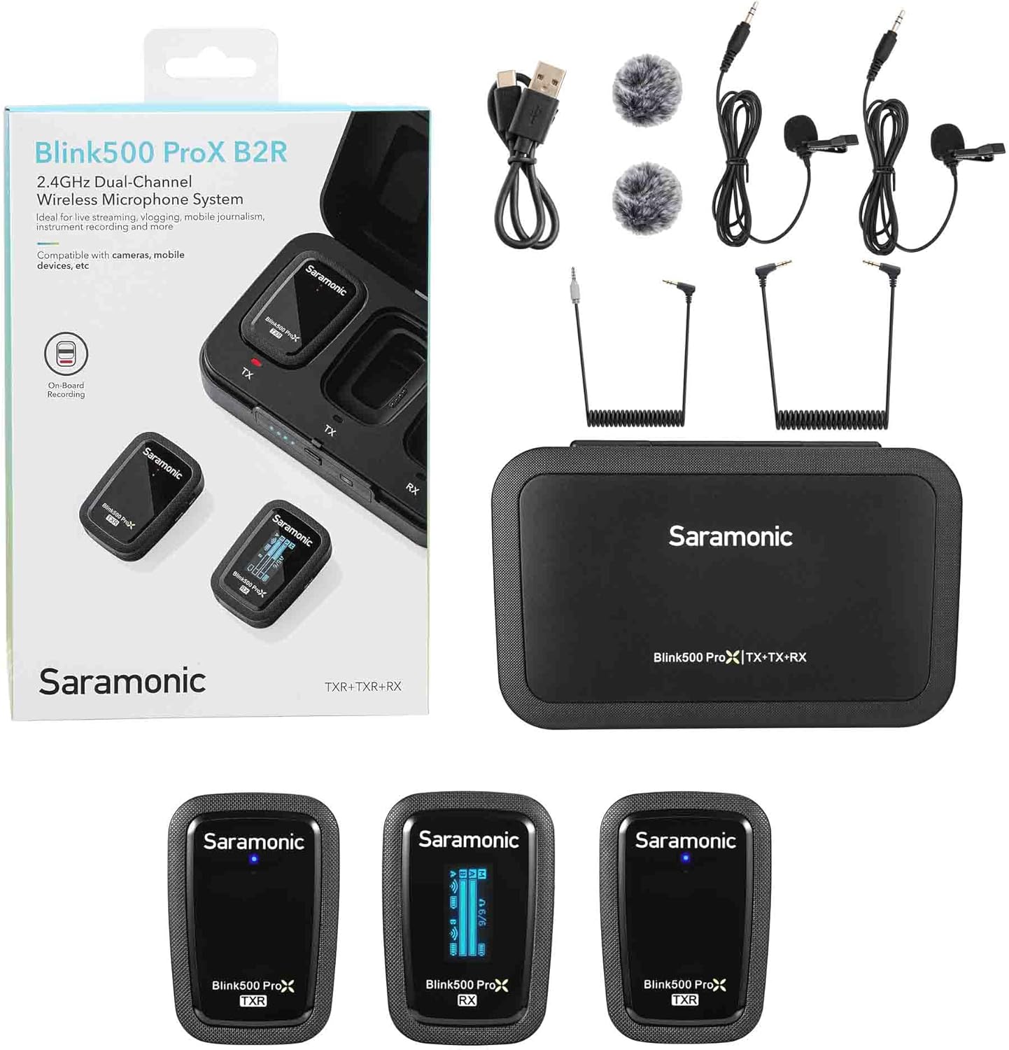 Saramonic Blink 500 Prox B2R 2-Person Wireless Clip-On Microphone System with On-Board Recording & Lavaliers
