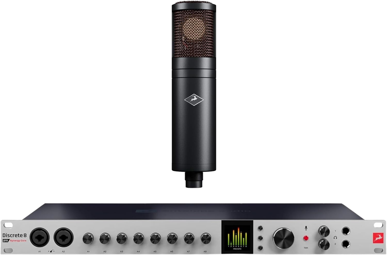 Antelope Audio Discrete 8 Pro Synergy Core Audio Interface with 8 Discrete Ultra-Linear Preamps + Edge Duo Modeling Condenser Microphone with Real-Time Mic Emulations and Dual Membrane Design