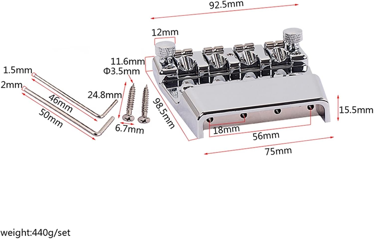 4 String Electric Bass Bridge Saddle Bridge Strain Plate Bridge for Bass DIY Parts Electric Guitar Bridge