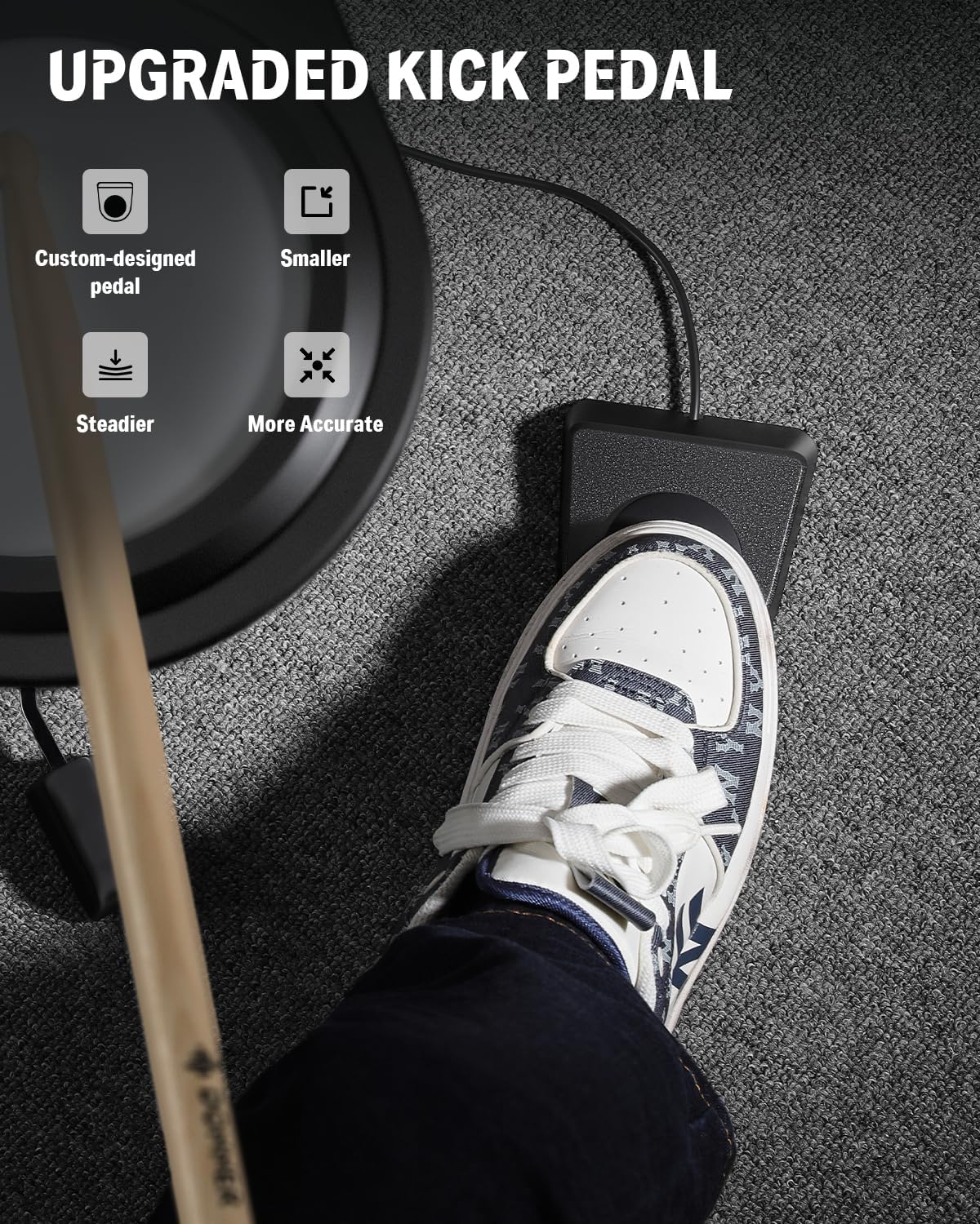 Donner Beat Go Electronic Drum Set, Portable Electric Drum Kit with Training Lessons for Beginners, Compact Table Drum with Drumstick and Backpack, 180 Voices 30 Demo Songs 15 Drum Kits