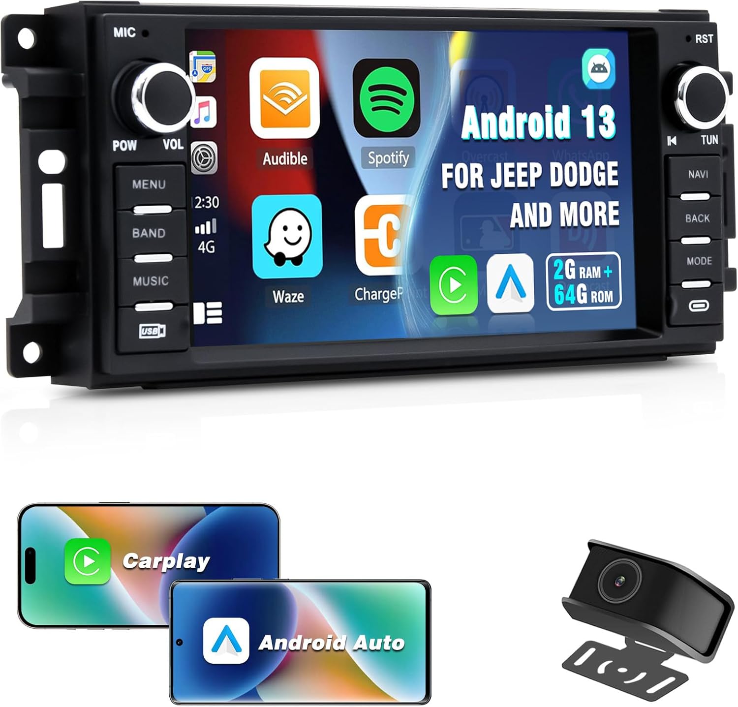 Android 13 Car Stereo for Jeep Wrangler, Dodge, Chrysler, 7