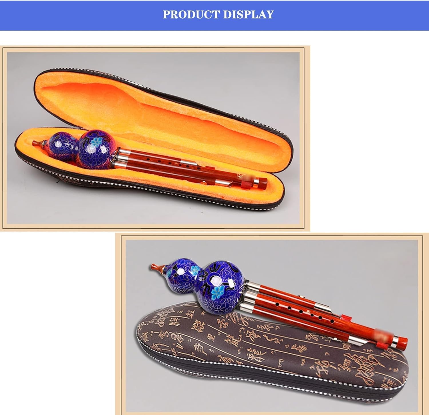 Bamboo Hulusi, Cucurbit Flute, C Key Traditional Wind Instrument, Mellow Sound, Chinese Instrument Suitable for Adults, Beginners, and Students (Blue C Key)