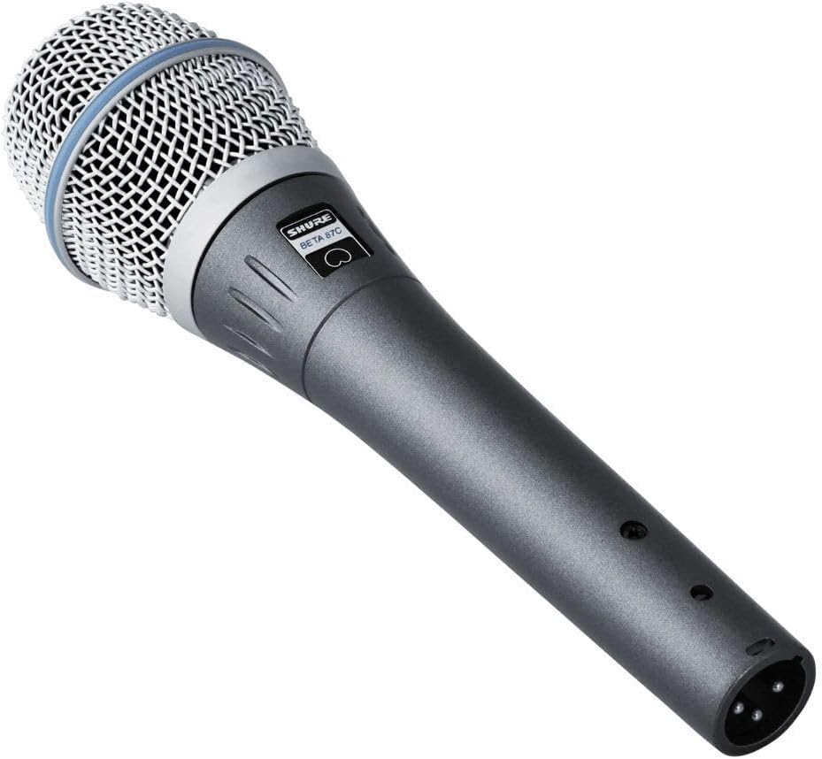 Shure BETA 87C Studio Grade Vocal Microphone with Built-in Pop Filter - Single Element Cardioid Condenser Mic with A25D Mic Clip and Storage Bag, Ideal for Studio Recording and Live Performances