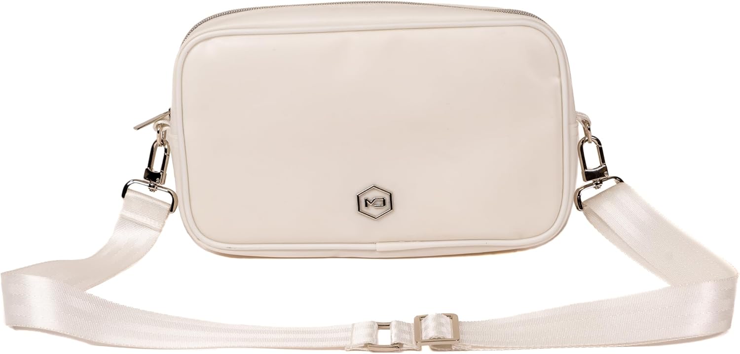 Mission Darkness Velaria Crossbody Purse with Removable Dry Shield Faraday Phone Sleeve (Signature White Edition) // Sleek Design, Organized Storage, and Signal Blocking Protection