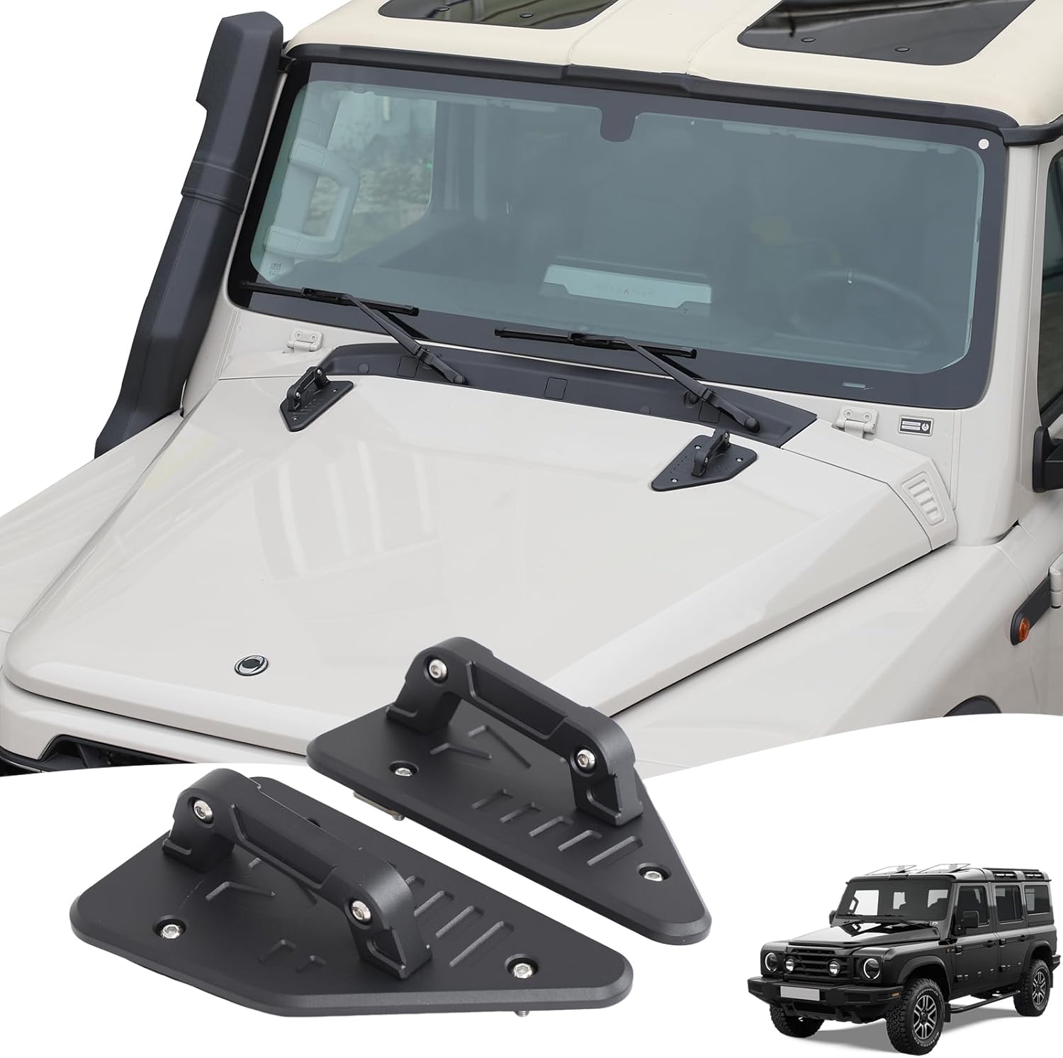 Car Hood with Handle Trim Replacement Parts Compatible with Ineos Grenadier 2020-2025 Hood Expansion Trim Cover Multi-Function Bracket External Accessories (Black)