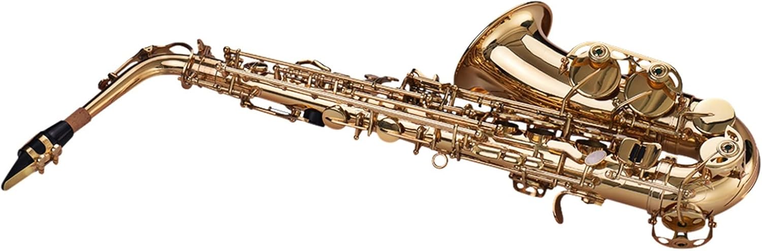 EB Alto Saxophone Brass Lacquered Gold 802 Key Type Woodwind Instrument with Case