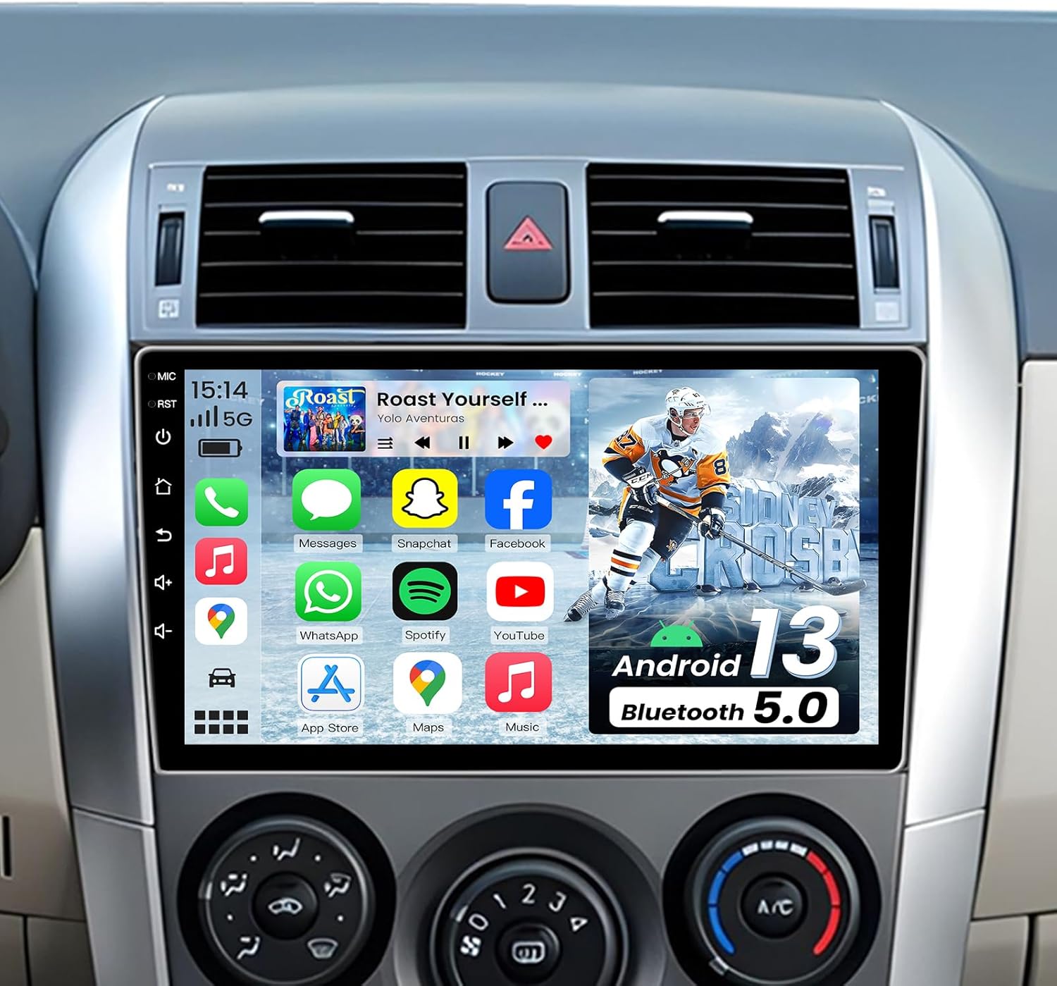 8 Core 4G+64G Car Stereo Radio for Toyota Corolla 2009 2010 2011 2012 2013: 1280 * 800 HD 9’’ Touchscreen with Wireless Carplay and Android Auto FM Backup Camera Bluetooth GPS Navigation Split Screen