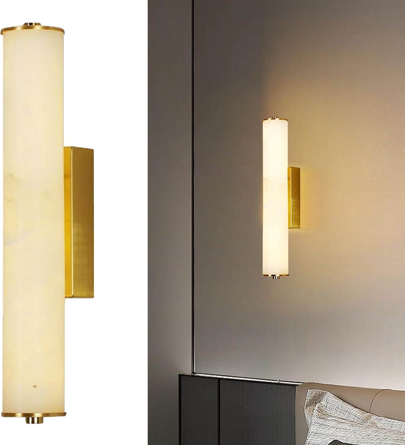 Gold Alabaster Wall Sconces, 15.7