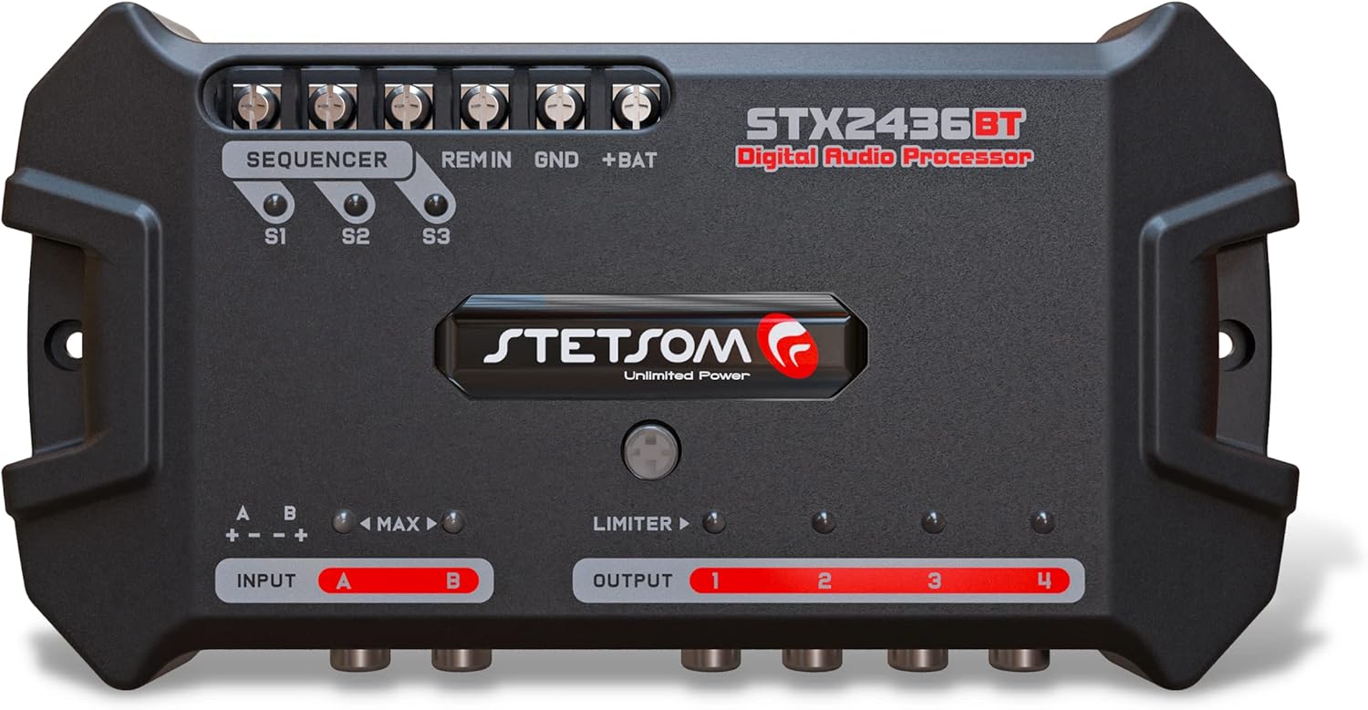Stetsom STX 2436 Bluetooth DSP PRO - Digital Signal Processor, DSP PRO, Equalizer, Exclusive APP, Band Graphic, High Precision Crossover, Filters, Voltmeter, Limiter, Digital Audio Processor