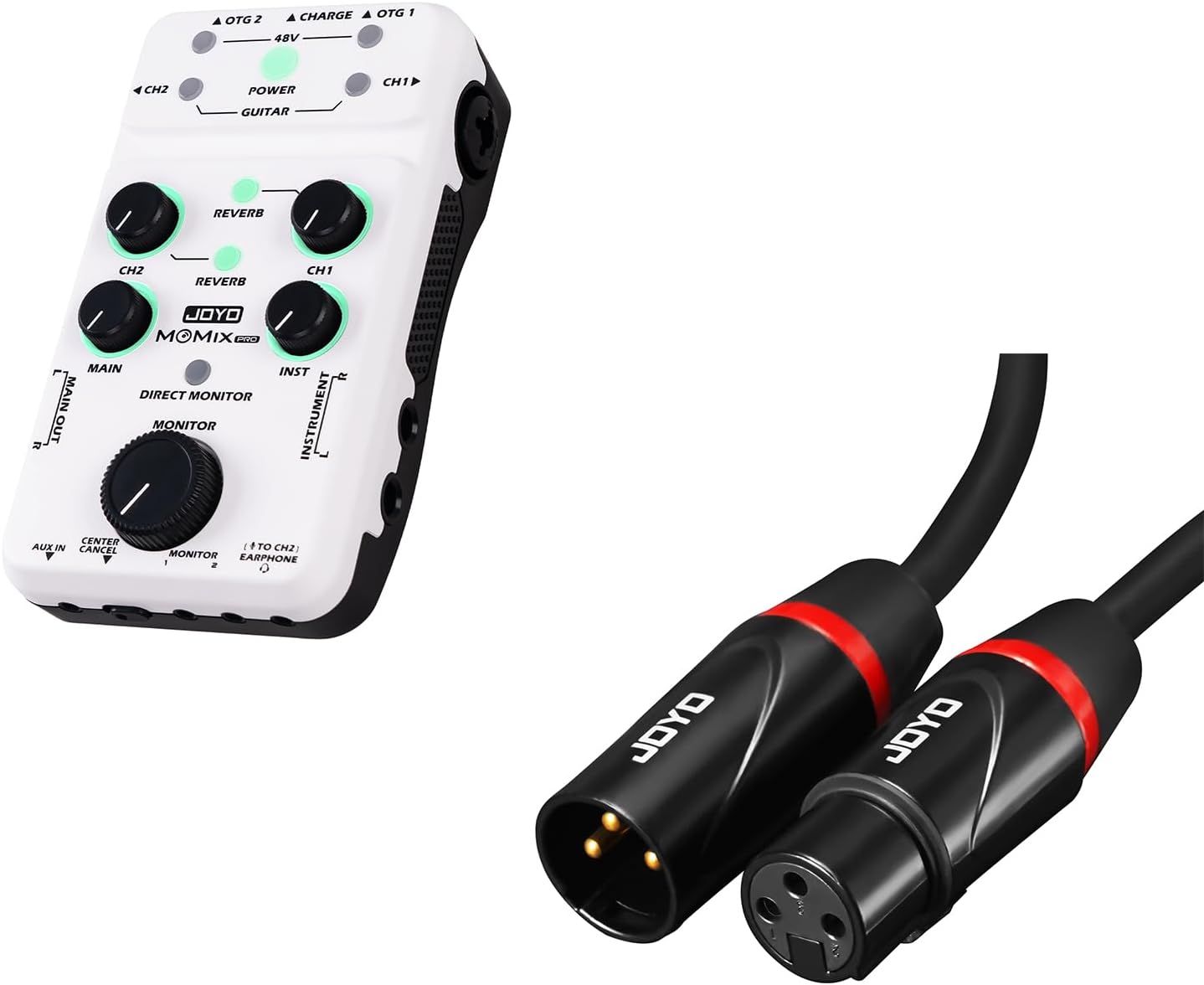 JOYO MOMIX PRO USB Audio Interface Stereo XLR+48V Phantom Power bundle with CM-28 20ft XLR Microphone Cable