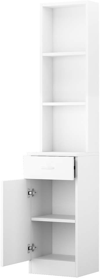 White Salon Cabinet, Beauty Salon Products, Tools Cabinet, Barber Salon Stations, Beauty Styling Equipment Organizer, Hair Salon Supply cabinet w/1 Storage Cabinet, Drawer & 3 Tier Shelf White