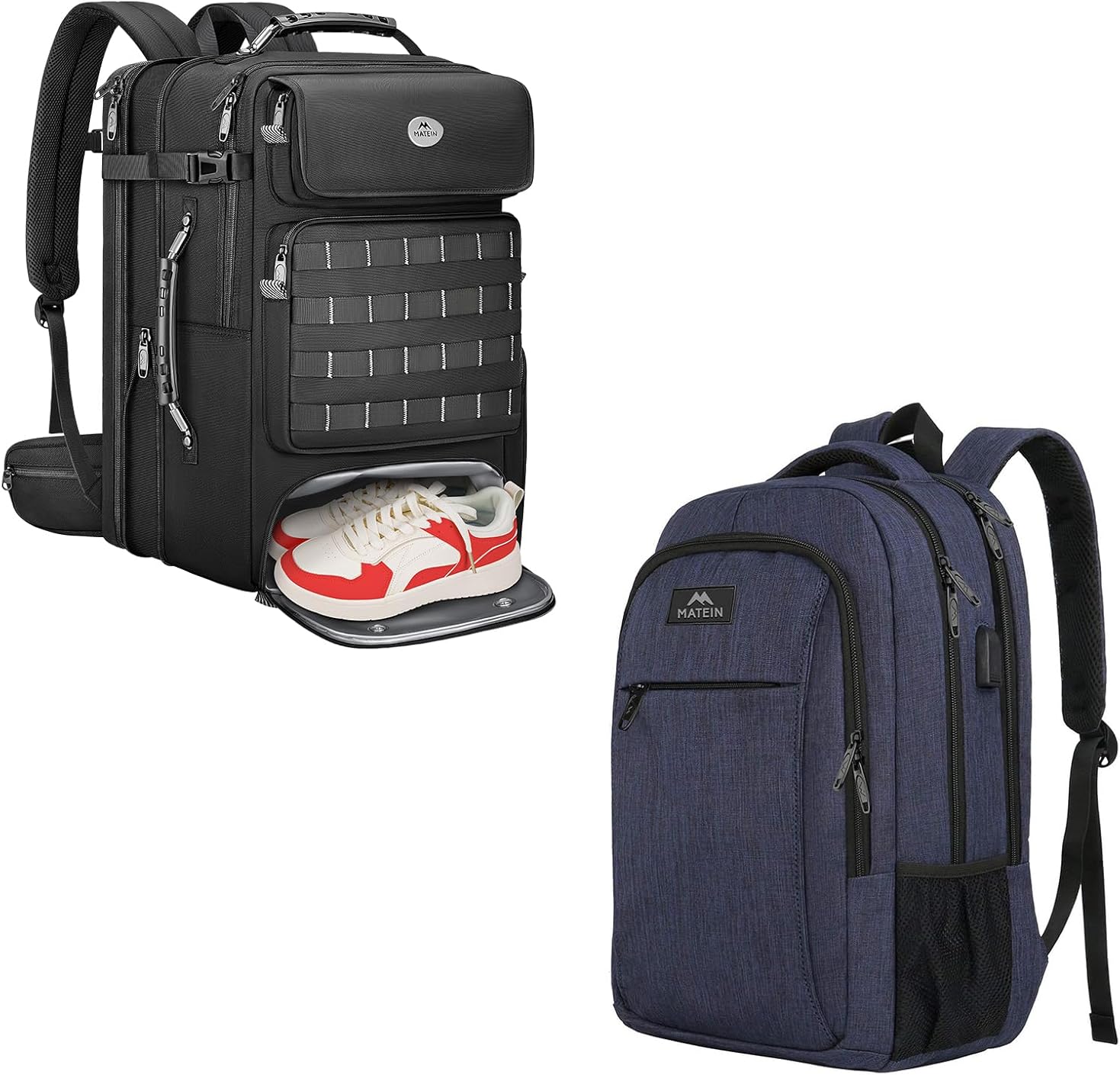 MATEIN Expandable Travel Backpack With Shoe Compartment, 52L Large Luggage Suitcase，Slim Travel Backpack with Laptop Compartment for Men Women,