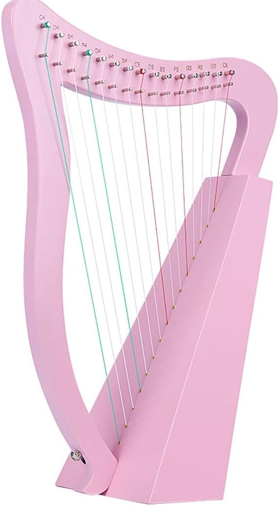 JOYGOOD Harp Autoharps Lyre Romantic and Elegant Handmade Guqin, Small Traditional Stringed Instruments, Classic Harp with Show Package, Tuner (Color : Pink, Size : 15 String)