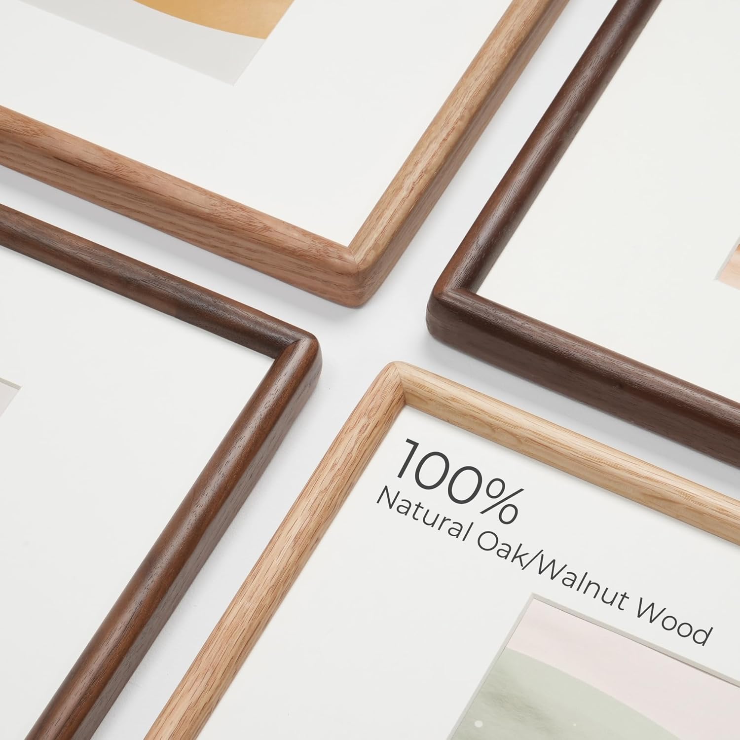 Axeman 11 x 14 Walnut Frame Set of 3 - Rounded Corner 11x14 Picture Frame Matted to 8x10 - Natural Walnut Wood 14x11 Photo Frame with Tempered Glass for Wall Mount Display